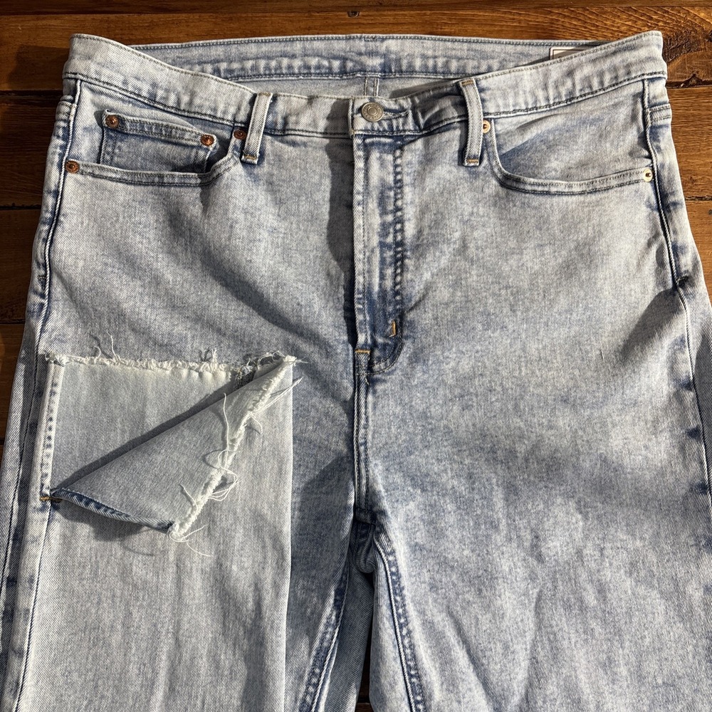 Gap Vintage Slim High Rise Jeans Womens 32/14 Tall Light Acid Wash Raw Hem Ankle